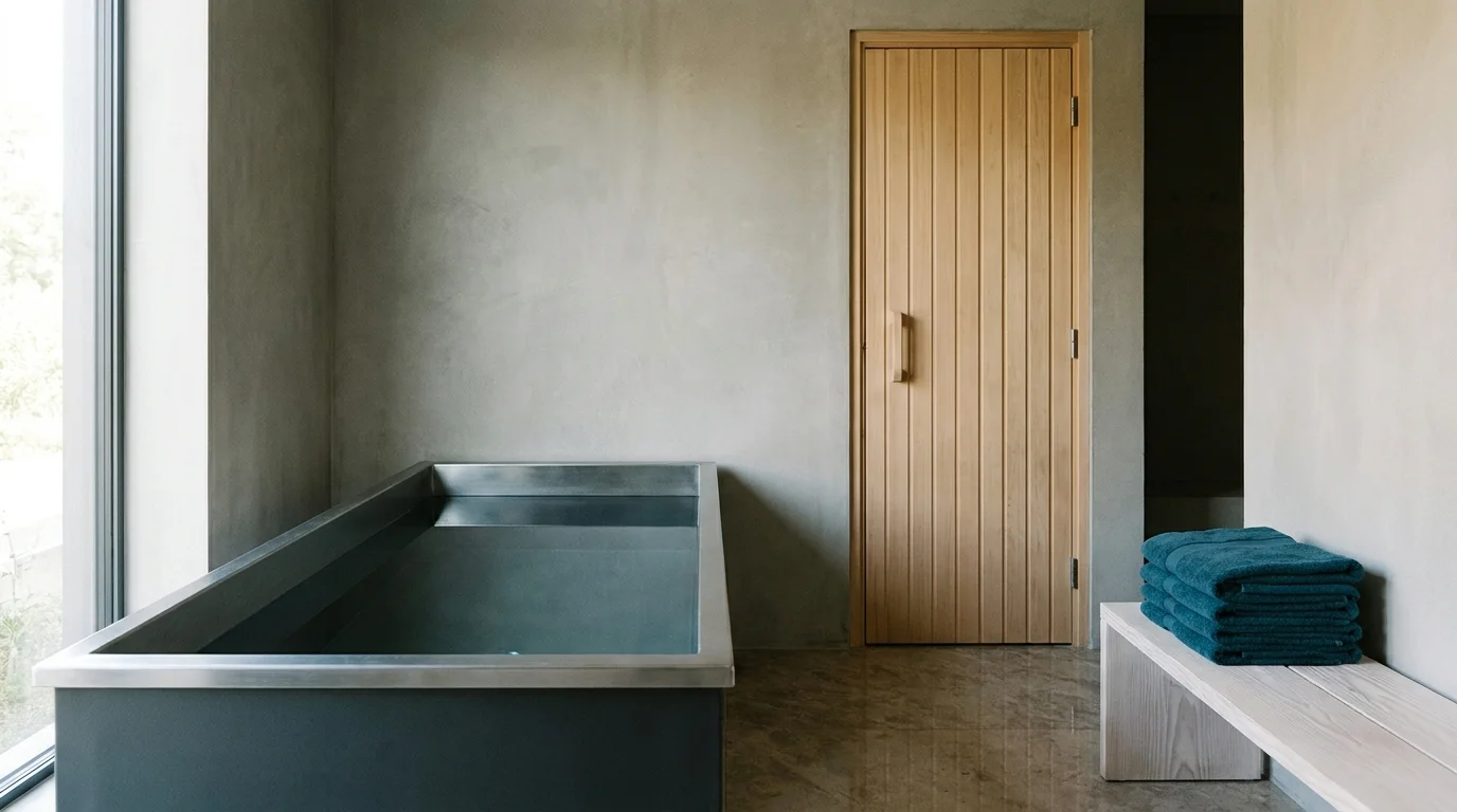 Cold plunge tub in a modern wellness studio at BMS Wellness Santa Clara